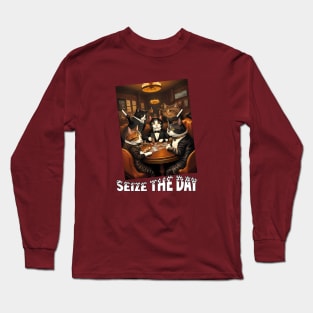 cats seize the day design Long Sleeve T-Shirt